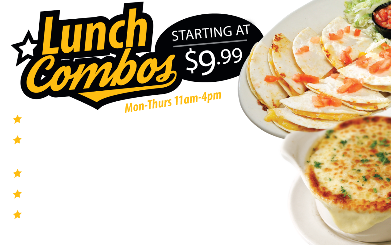 Lunch Combos starting at 9.99